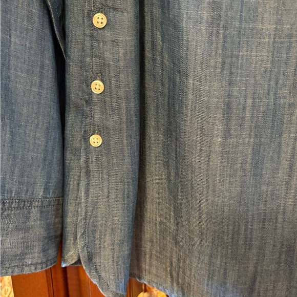 Talbots Button Detail Tencel Chambray Popover Tunic Top - Picture 3 of 13